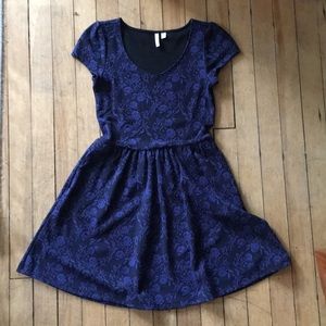 Blue and black floral dress